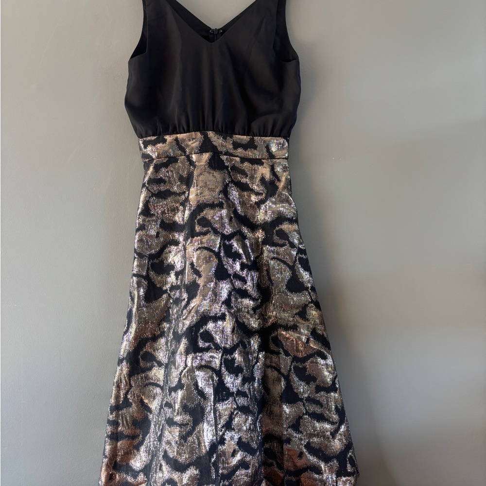 AX Paris Black and Gold Patterned Midi Dress
